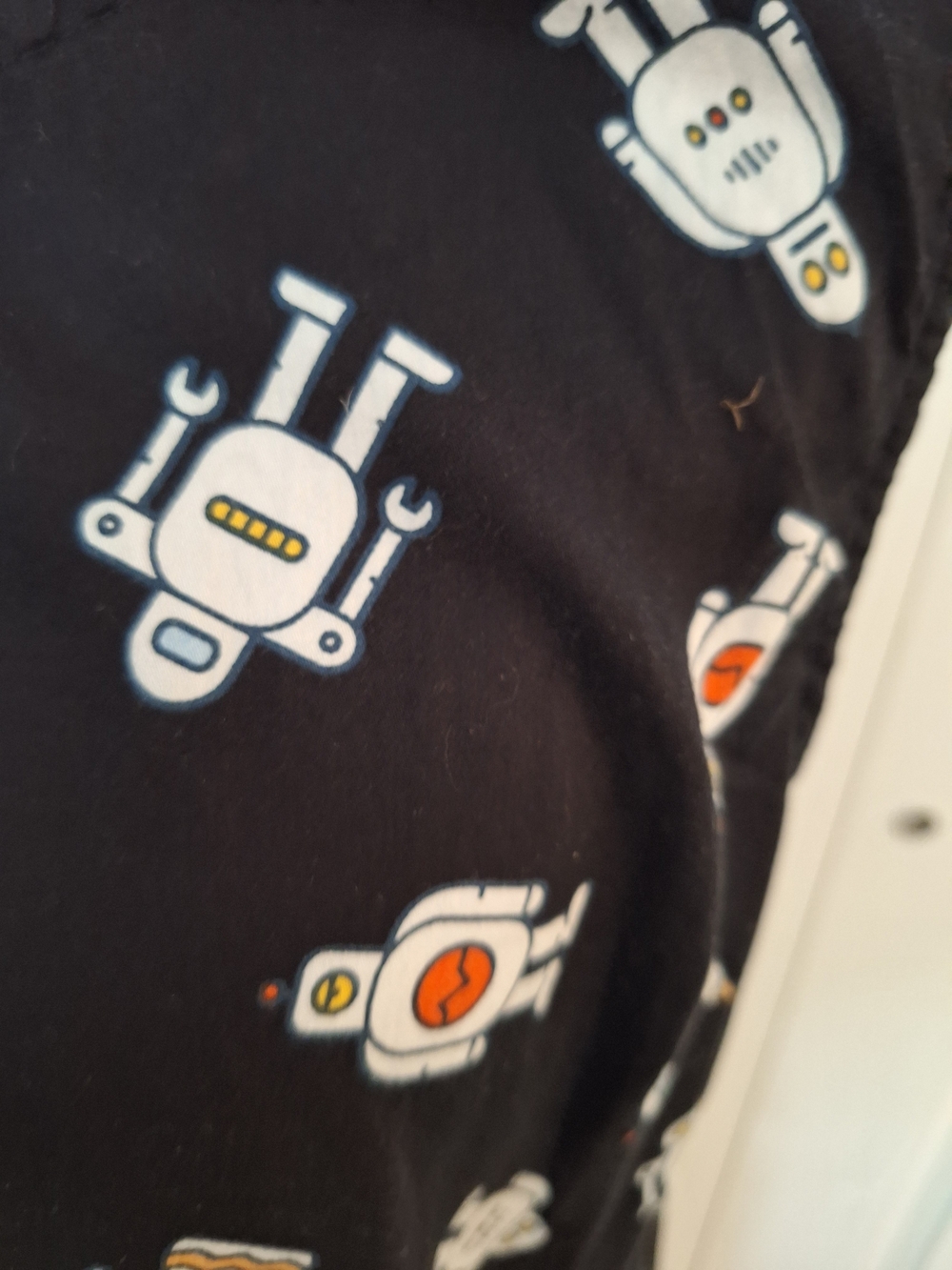 Modcloth Black Dress with White and Orange Robot Print